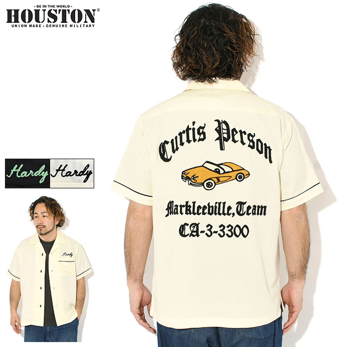 乐天商城 - ヒューストン HOUSTON シャツ 半袖 メンズ カー ボウリング ( HOUSTON Car Bowling S/S Shirt ボウリングシャツ オープンカラー カジュアルシャツ トップス アメカジ 41304 ) ice field icefield