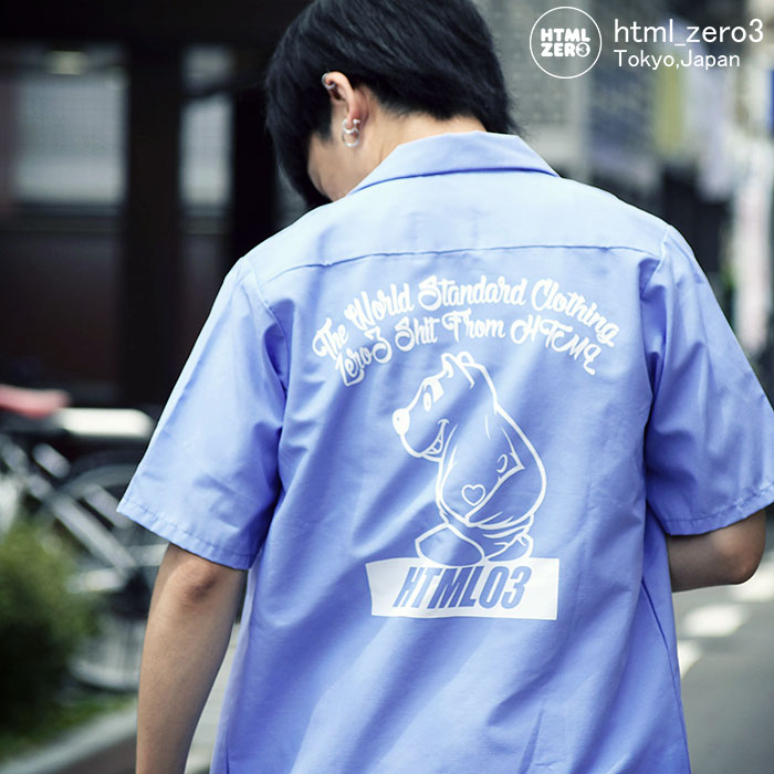 エイチティエムエル ゼロスリー HTML ZERO3 シャツ 半袖 メンズ ウィニー ベアー ( html zero3 Winnie Bear Shirt RED KAP レッドキャップ ビッグシルエット オーバーサイズ ワークシャツ カジュアルシャツ トップス エイチティーエムエル HTML-SHT133 )