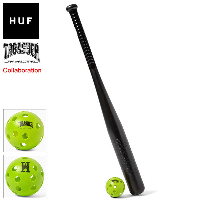 ハフ HUF バット スラッシャー バット アンド ボール セット コラボ ( HUF×THRASHER Bat & Ball Set プラスチックバット カラーバット 野球 スポーツトイ スポーツ玩具 おもちゃ メンズ 男性用 AC00731 ) ice field icefield