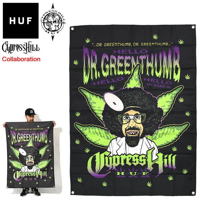 DICE ハフ HUF バナー サイプレス ヒル ドクター グリーンサム コラボ ( HUF×CYPRESS HILL DR Greenthumb Banner インテリア メンズ 男性用 AC01008 )[M便 1/1] ice field icefield