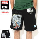 ハフ HUF ハーフパンツ メンズ マーベル ハルク バトル フリース ショーツ コラボ ( HUF×MARVEL HULK Battle Fleece Short スパイダーマン スウェットショーツ ショートパンツ ショートパンツ ハーパン ボトムス メンズ 男性用 PT00280 ) ice field icefield