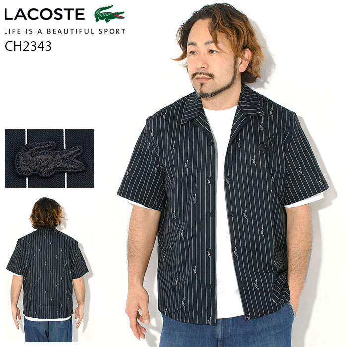 乐天商城 - ラコステ LACOSTE シャツ 半袖 メンズ CH2343 ( lacoste CH2343 S/S Shirt オープンカラー カジュアルシャツ トップス CH2343-10 )