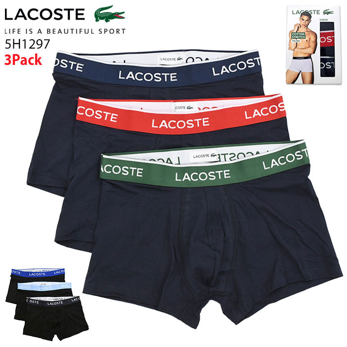 �饳���� LACOSTE �ܥ������ѥ�� ��� 3�ѥå� ���ȥ�å� ���åȥ� �ȥ�� ���硼�� ( lacoste 3Pack Stretch Cotto...