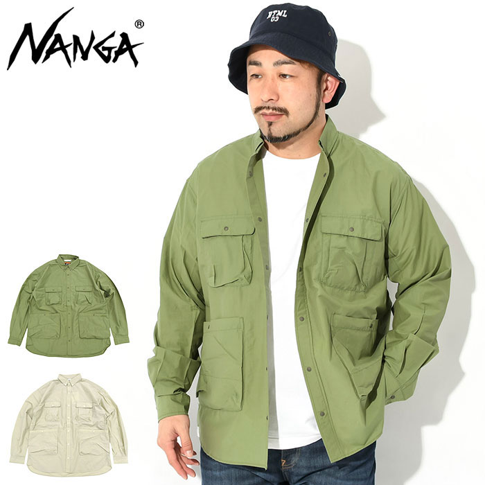 ナンガ NANGA シャツ 長袖 メンズ コットン ナイロン リップストップ キャンプ ( NANGA C/N Ripstop Camp L/S Shirt カジュアルシャツ トップス メンズ 男性用 NW2211-1H239 ) ice field icefield