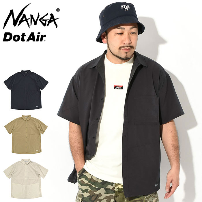 ナンガ NANGA シャツ 半袖 メンズ ドット エア コンフィー NANGA Dot Air Comfy S/S Shirt 吸汗速乾 通気性 軽量 カジュアルシャツ トップス メンズ 男性用 NW2411-1E900 ice field icefield