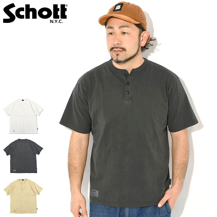 乐天商城 - 【ポイント10倍】ショット Schott Tシャツ 半袖 メンズ ピグメント O/D ヘンリーネック ( Schott Pigment O/D Henley Neck S/S Tee ティーシャツ T-SHIRTS カットソー トップス メンズ 男性用 7825934008 )[M便 1/1] ice field icefield