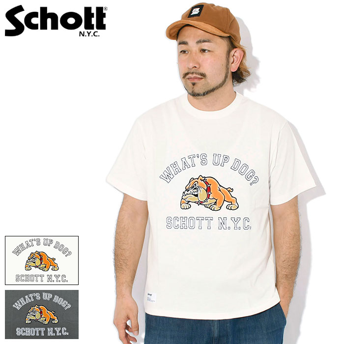 ショット Schott Tシャツ 半袖 メンズ ワッツ アップ ドッグ ( Schott Whats Up Dog S/S Tee ティーシャツ T-SHIRTS カットソー トップス メンズ 男性用 7826134014 ) ice field icefield