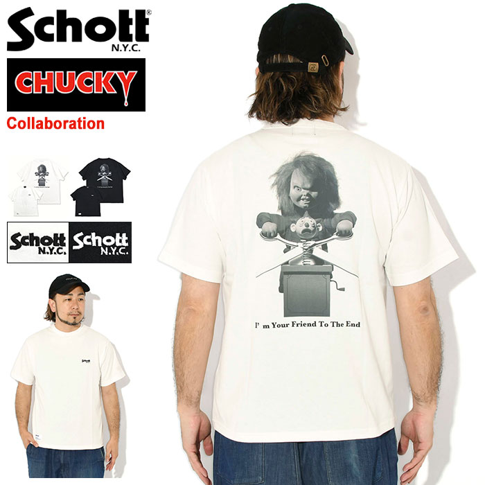 Rakuten - 【ポイント10倍】ショット Schott Tシャツ 半袖 メンズ チャッキー モノクローム コラボ ( Schott×Chucky Monochrome S/S Tee チャイルド・プレイ ティーシャツ T-SHIRTS カットソー トップス メンズ 男性用 7826134030 )[M便 1/1]