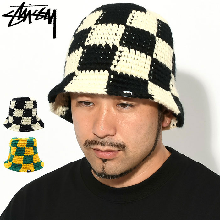 ステューシー STUSSY バケット ハット Checker Knit Bucket Hat 帽子 ( stussyhat メンズ・男性用 1321172 USAモデル 正規 品 ストゥーシー スチューシー )[M便 1/1] ice field icefield