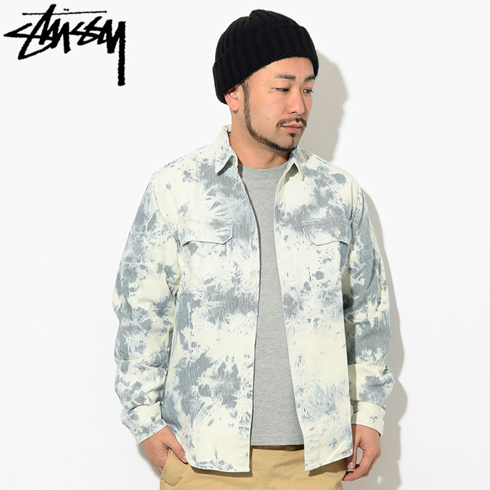 ステューシー STUSSY シャツ 長袖 メンズ Bleached Hickory Stripe ( stussy shirt ブリーチ ヒッコリー ストライプ ワークシャツ カジュアルシャツ トップス メンズ 男性用 1110082 USAモデル 正規 品 ストゥーシー スチューシー ) ice field icefield