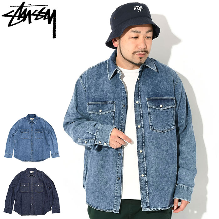 ステューシー STUSSY シャツ 長袖 メンズ Boxy Western Denim ( stussy shirt デニム カジュアルシャツ トップス メンズ・男性用 1110320 USAモデル 正規 品 ストゥーシー スチューシー ) ice field icefieldのサムネイル