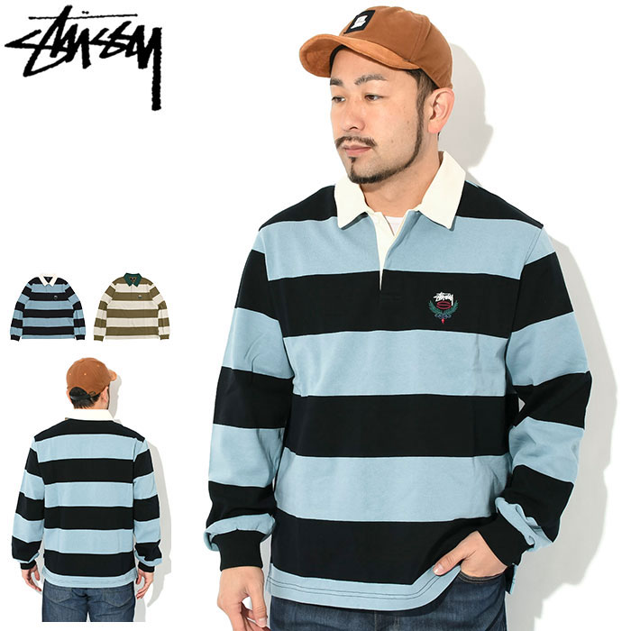 ステューシー STUSSY ポロシャツ 長袖 メンズ Big Stripe Rugby ( stussy polo ラガーシャツ ラグビー ポロ・シャツ トップス 男性用 1140279 USAモデル 正規 品 ストゥーシー スチューシー ) ice field icefield