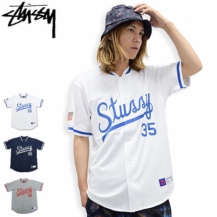ステューシー STUSSY シャツ 半袖 メンズ Script Baseball Jersey(stussy shirt ベースボールシャツ カジュアルシャツ トップス メンズ・男性用 114807 ストゥーシー スチューシー)