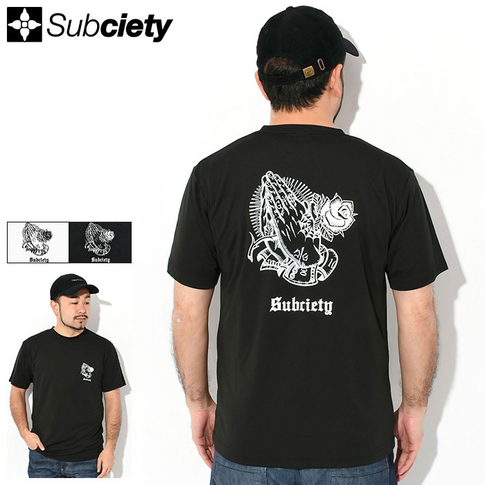 サブサエティ Subciety Tシャツ 半袖 メンズ プレイング ハンズ ドライ ( subciety サブサエティー Praying Hands Dry S/S Tee ティーシャツ T-SHIRTS カットソー トップス 117-40087 ) ice field icefield