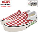 バンズ VANS スニーカー メンズ 男性用 クラシック スリッポン 98 DX Red/White ダイヤモンド チェック ( vans VN0A7Q58Y52 Classic Slip-On 98 DX Diamond Check スリップオン Slip On SlipOn ローカット SNEAKER MENS 靴 シューズ SHOES ヴァンズ )