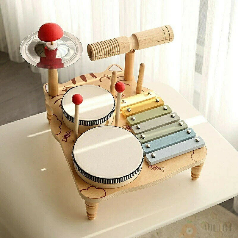 木製オルフ楽器 子供用打楽器 セット ベビーパーカッション 手拍子 子ども向け 音楽教育 知育玩具 手先・耳・目の協調性 2