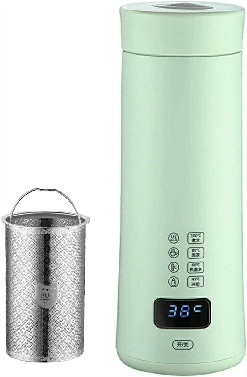 電気湯沸かし器 お茶湯沸かし器 電気ケトル 電気ポット ポータブル トラベル 6分急速沸騰 小型 450ML 旅行用 8時間保温 小型携帯電気ケトル トラベルケトル 水筒 空焚き防止 漏れない 電気温水カップ ステンレス 沸騰乾燥防止 旅行用電気ケトル お茶 ミルク用（USB式）