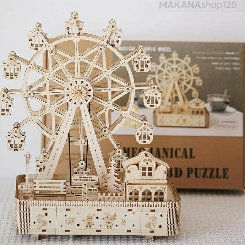 【2025新登場】立体 パズル 観覧車 木製 パズル 3D ウッドパズル 組み立て LED おもちゃ DIY 新年 ギフ..