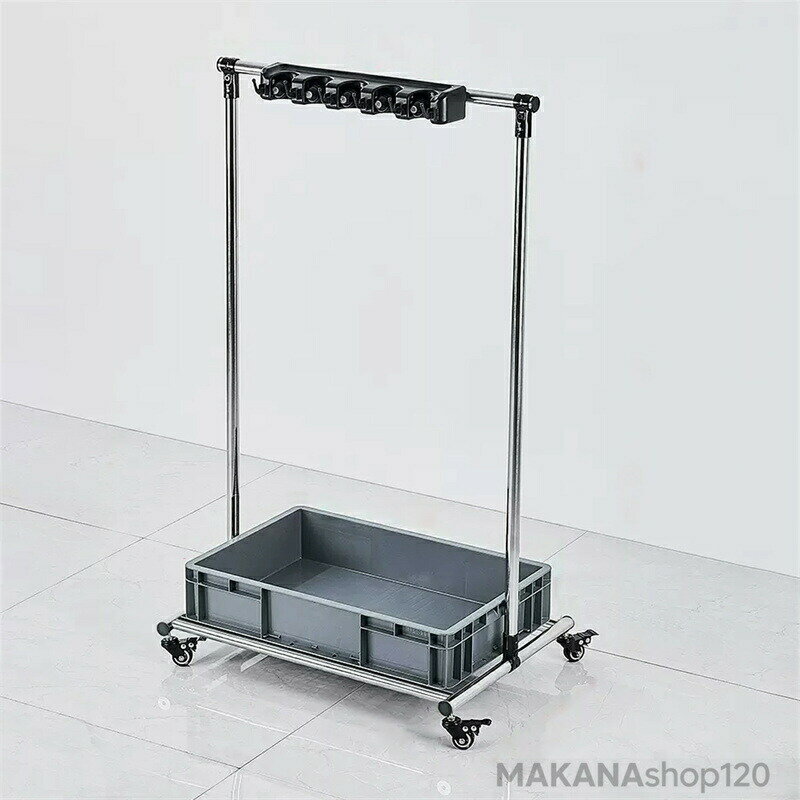「スーパーセール期間中　10倍ポイントGET」モップホルダー 箒ホルダー モップ排水ラック 掃除用具 収納 掃除用具入れ 移動式 掃除用具収納ラック キャスター付き 清掃カート 業務用 掃除 ツールカート ホテル 工場 学校 会社 病院用(3)