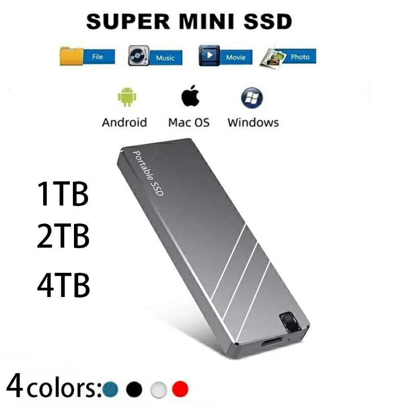 ポータブルSSD 外付け 1TB 2TB 4TB ハードディスク USB 外付け 耐衝撃 強互換性 外付け ポータブルハードディスク 静音 コンパクト 小型 外付けSSD 超薄型