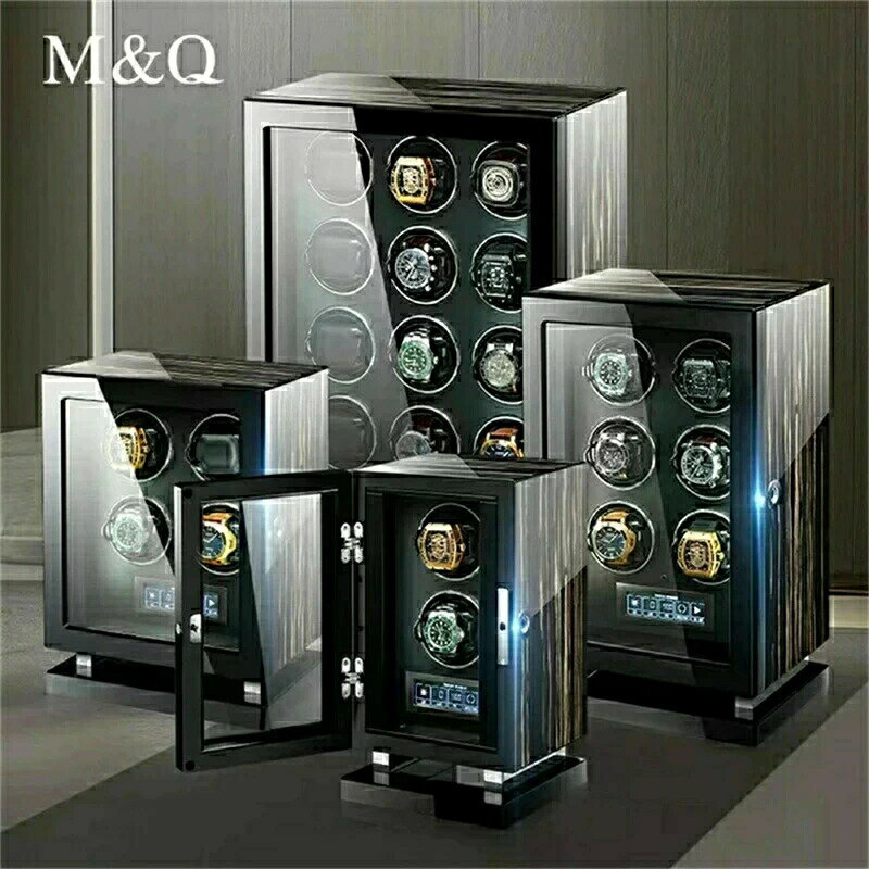 [Automatic Watch Winder] [Watch Winding Machine] Fingerprint Unlock [Compatible with High-End Watches] LCD Touch Mechanical Automatic Winding Watch Case Ultra-Quiet Design Luxury Wooden Watch Winder Father's Day Mother's Day Birthday Anniversary Gift Present