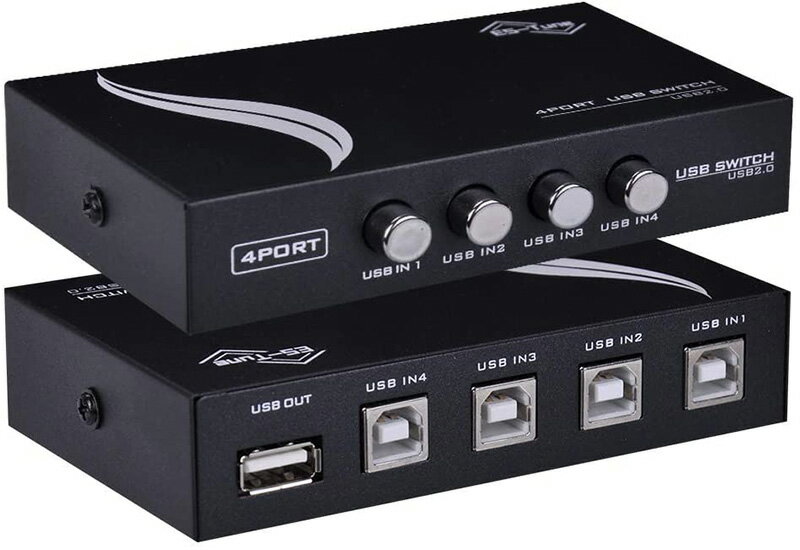 ES-Tune 4ポート USB 切替器 USB2.0切替器 手動 PC4台用 プリンタなどを共有 小型 軽量