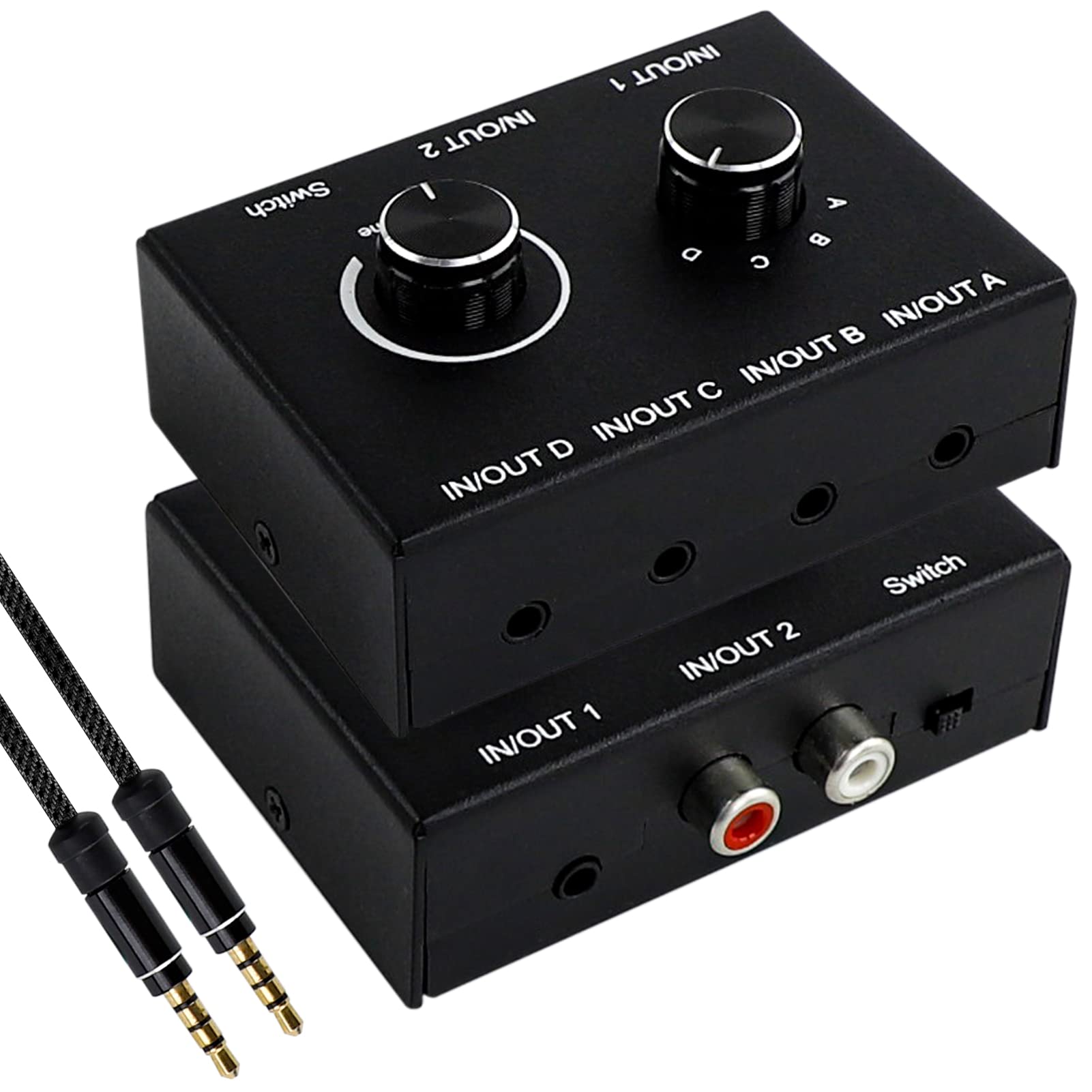 オーディオ セレクター 4入力2出力/4出力2入力 双方向RCAステレオ音声 スイッチャー 切替器 ES-Tune スプリッター 電…