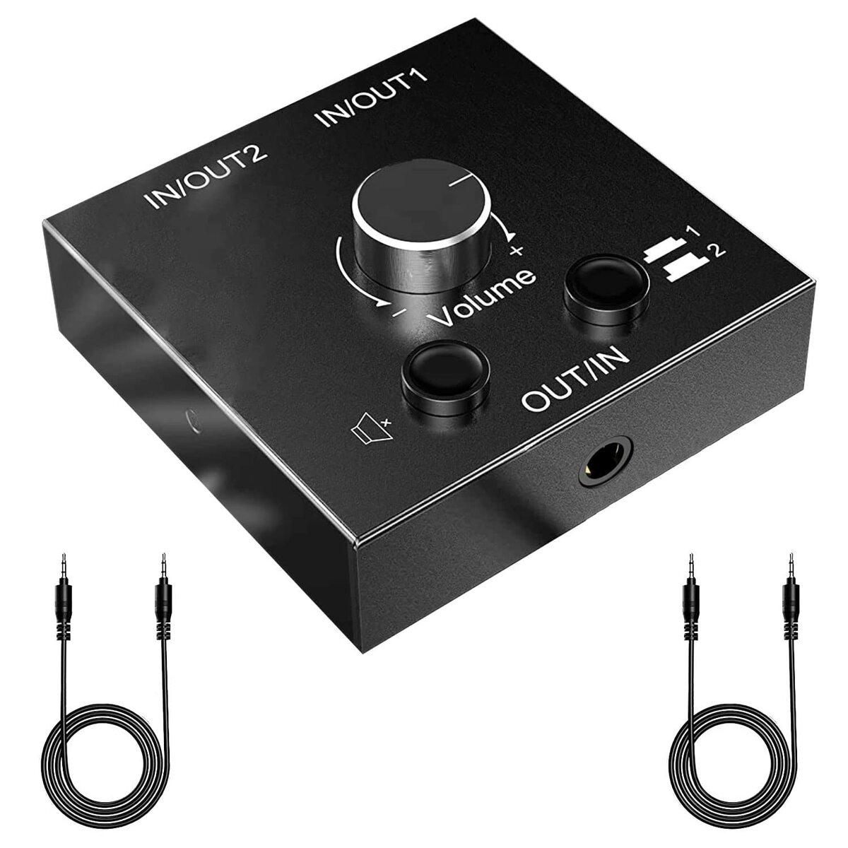 15日限定☆全品10％OFF！ES-Tune ステレオオーディオスイッチ双方向切替器 2入力1出力/1入力2出力 3.5mm ミニジャック AUX オーディオ スピーカー ヘッドフォン スイッチャー セレクター 切替器 電源不要 音量調整可 オーディオケーブル付き