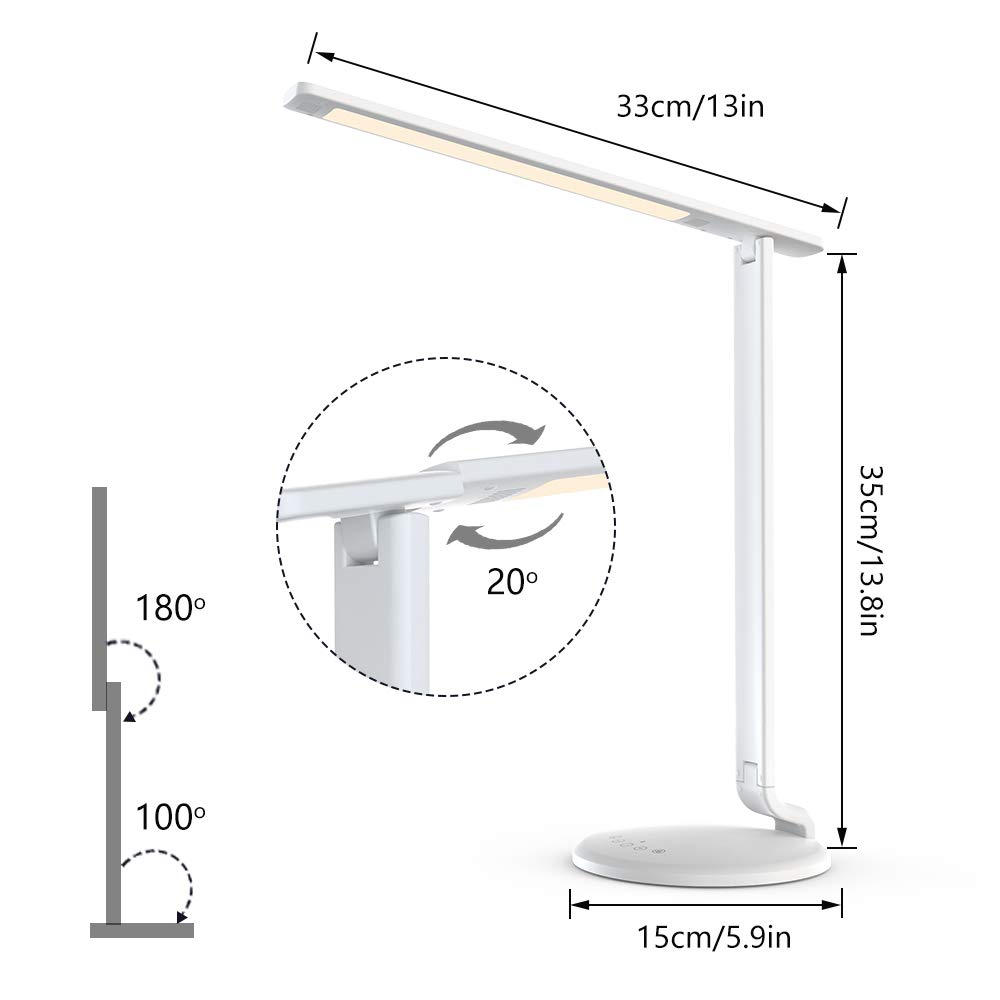 コードレス デスクライト 常夜灯　モード付　自由度高い　目に優しい　高演色　自然光　夜間ライト LED　省エネ 充電式　2600mAh　超大容量電池内蔵　停電対策 5段階明るさ 3色の色温度　昼光色　昼白色　電球色 タッチボタン 記憶機能 角度調整