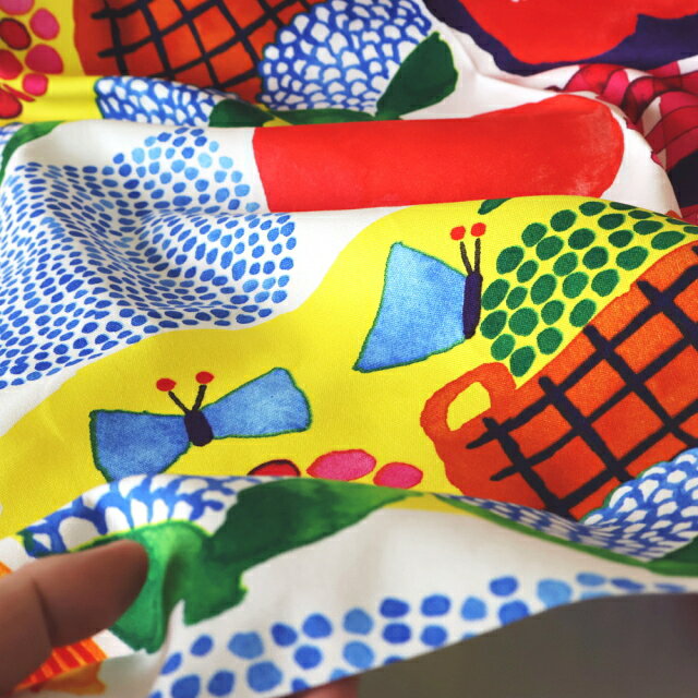 マリメッコ marimekko 生地 ケサトリ レッド パープル イエロー No.101 カット販売...