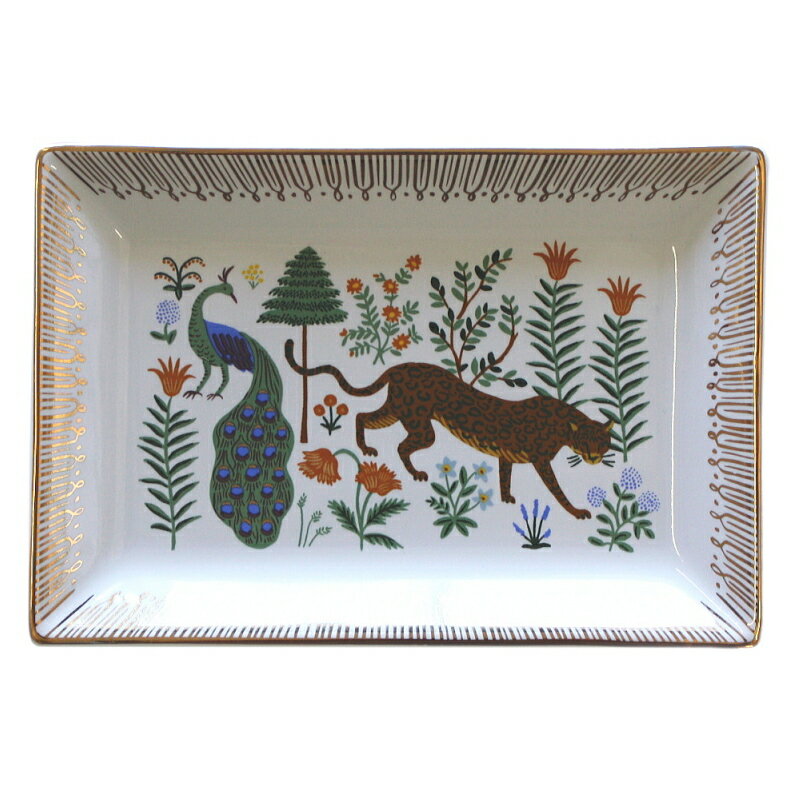 ライフルペーパー キャッチ トレイ メナジェリー 角型 長方形 金箔縁取り 陶磁器 動物 おしゃれ 新品 ..
