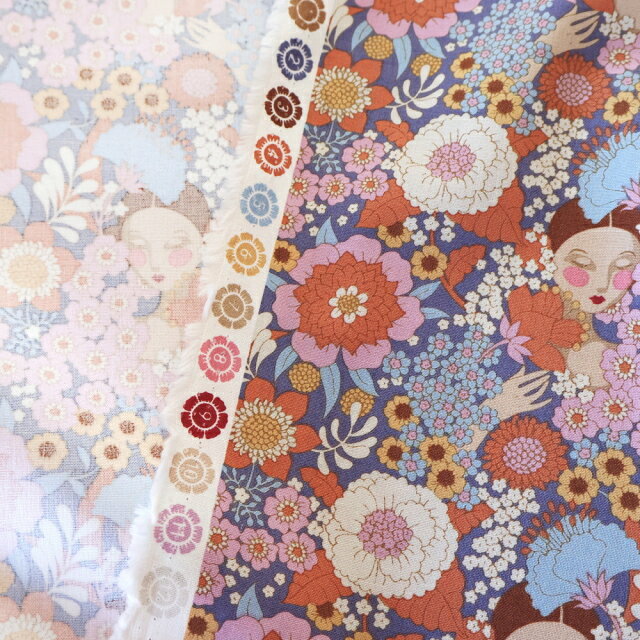 【セール20％OFF】 ティルダ 生地 ウォールフラワー シスル パープル Tilda ファブリック Wallflower 110cm巾 10cm単位 布 手芸 かわいい おしゃれ 小さい柄 人物 女性 花柄 小花 北欧 icentery-10004897 InteriorCenter サンプル画像3