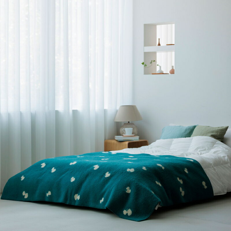 [KLIPPAN（クリッパン）] ウール シングルブランケット （130cmX180cm） CHOUCHO ブルーグリーン