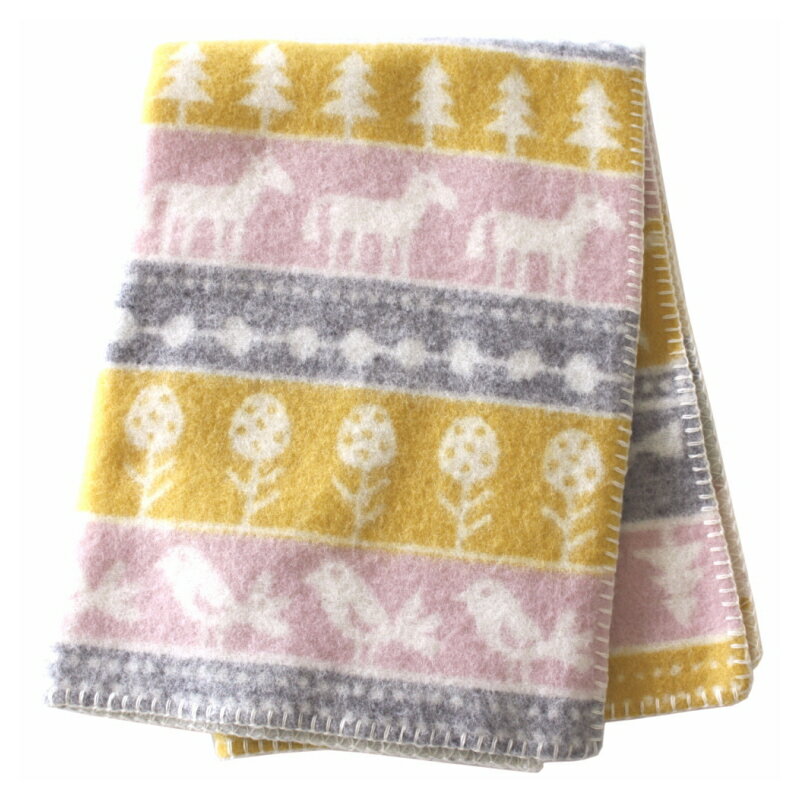 [KLIPPAN（クリッパン）]　ウールミニブランケット （65cmX90cm） ネイチャー　ピンク