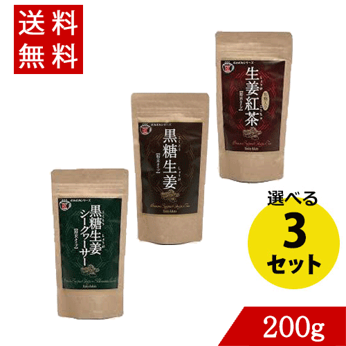 生姜パウダー 選べる3点セット(黒糖生姜 紅茶 シークヮーサー)