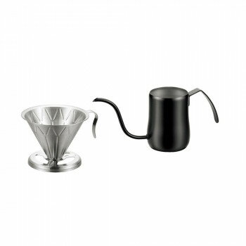 燕熟の技 コーヒードリップポット420ml ブラック＆コーヒードリッパー EJC-800【同梱・代引き不可】