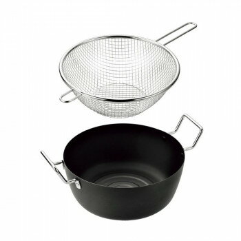 燕熟の技 天ぷら鍋22cm＆手付きフライヤー22cm EJTF-500【同梱・代引き不可】