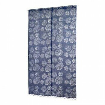 のれん コタドリアインディゴ Aフラワー 113116870005【同梱・代引き不可】