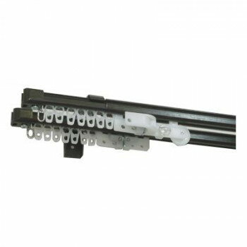 伸縮カーテンレール クロスライド 1mダブル(0.6-1.0m) ダークウッド【同梱・代引き不可】