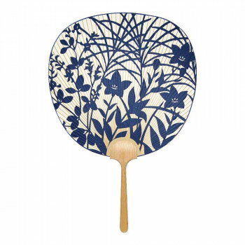 日本製(MADE IN JAPAN) うちわ すず風 (紺) 片面透かし 1156【同梱・代引き不可】