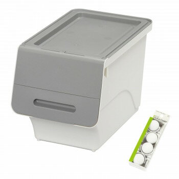 収納ケース　フロック　スリム30深型　2個組　キャスター付き　fr-S30-2+K　サンドグレー・GY【同梱・代引き不可】