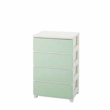 カラースタイルチェスト　4段　CO-ST-4　ホワイトグリーン・WHGR【同梱・代引き不可】