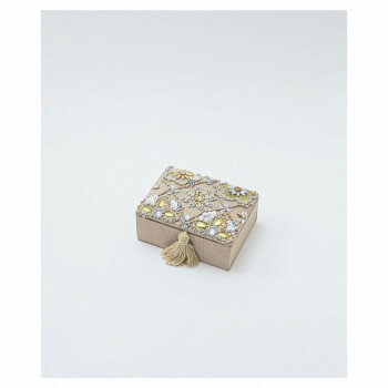 東京かんかん ビーズ刺繍ミニジュエリーボックス ベージュ M42-1177BE【同梱・代引き不可】