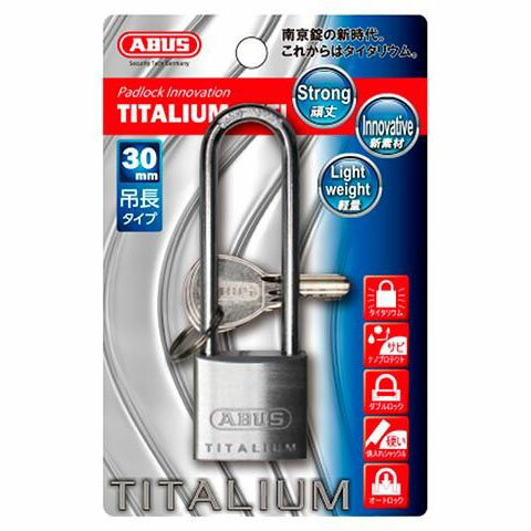 ABUS(アバス) TITALIUM南京錠(弦長) 30mm 3本キー BP64TI30HB60KD 00721292【同梱・代引き不可】
