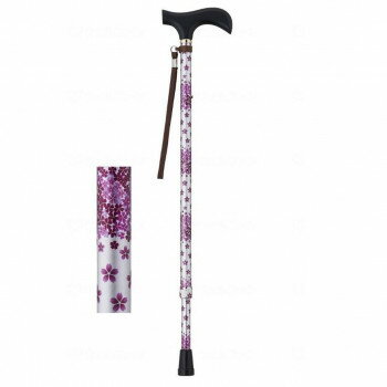 ウェルファン 夢ライフステッキ 柄杖伸縮型(スリムタイプ) シルバーフローラル 009714【同梱・代引き不可】