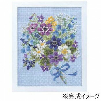 ししゅうキット 7283(ブルー) やさしい花刺しゅう額 スイートフラワー【同梱・代引き不可】