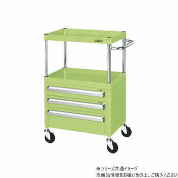 サカエ CSパールワゴン中量タイプ 引出し付 グリーン CSP-6082A2C【同梱・代引き不可】