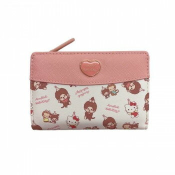 モンチッチ×ハローキティ Lファスナー札入 ピンク MC1-1【同梱・代引き不可】(4)