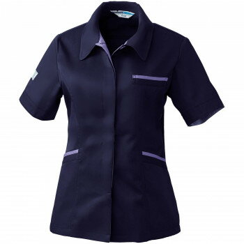 桑和 422 レディース半袖スモック Sサイズ ネイビー(1)【同梱・代引き不可】