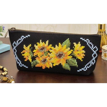 オリムパス　花刺しゅうの優しい小物　ペンケース　ヒマワリ 9045【同梱・代引き不可】